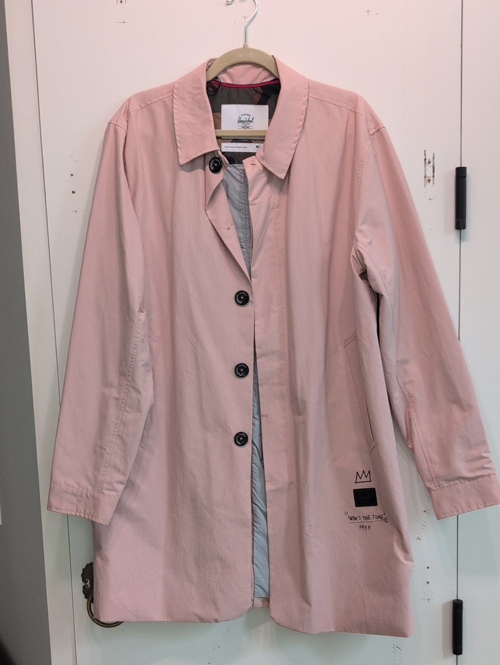 Men’s Lightweight Pink Trench Coat Medium Size